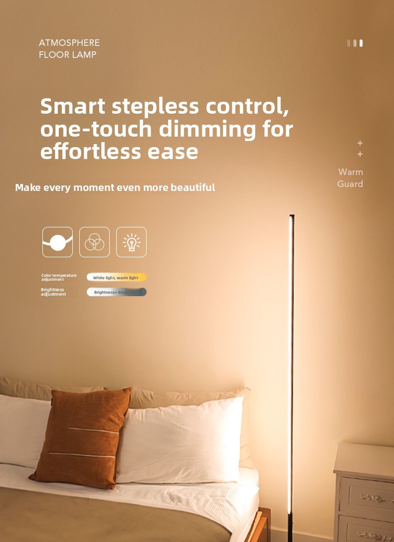 Slim LED floor lamp colour options