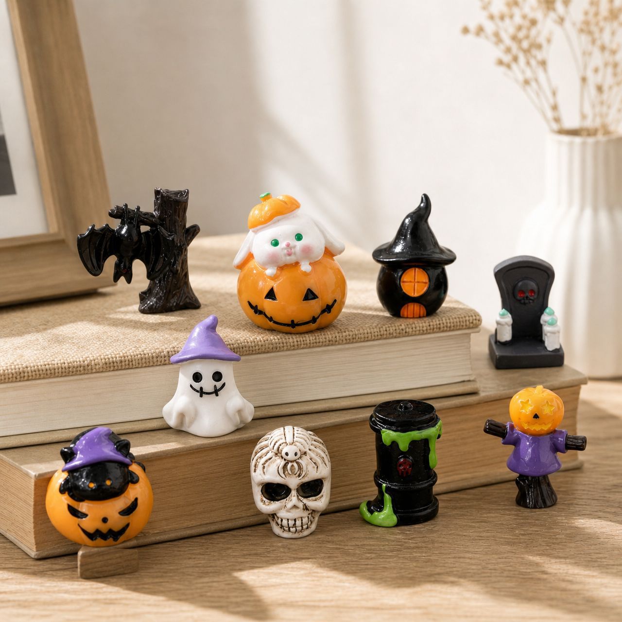 Halloween 9Grid Advent Calendar Blind Box Ghost Pumpkin Resin Ornament
