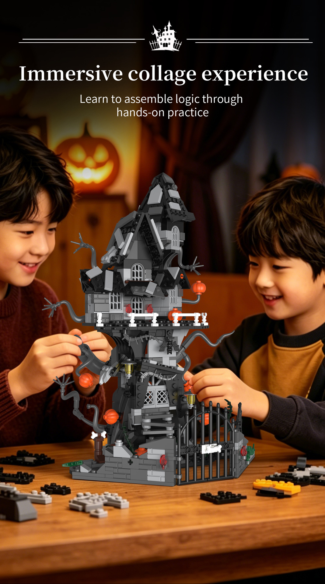 Halloween Pumpkin Haunted House Building Blocks