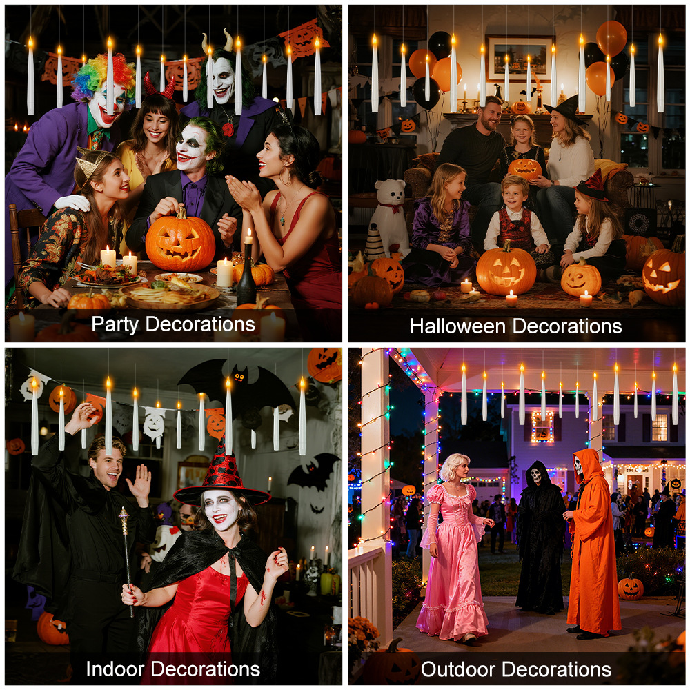 Halloween Floating LED Candle Lights with Magic Wand