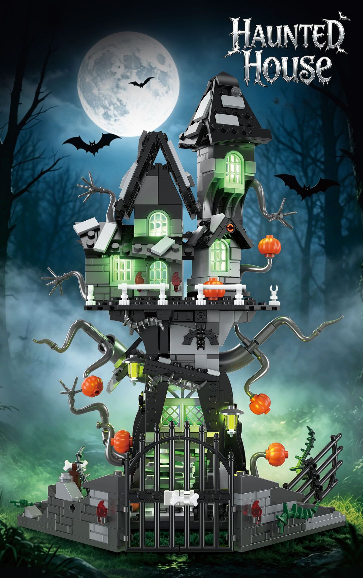 Halloween Pumpkin Haunted House Building Blocks