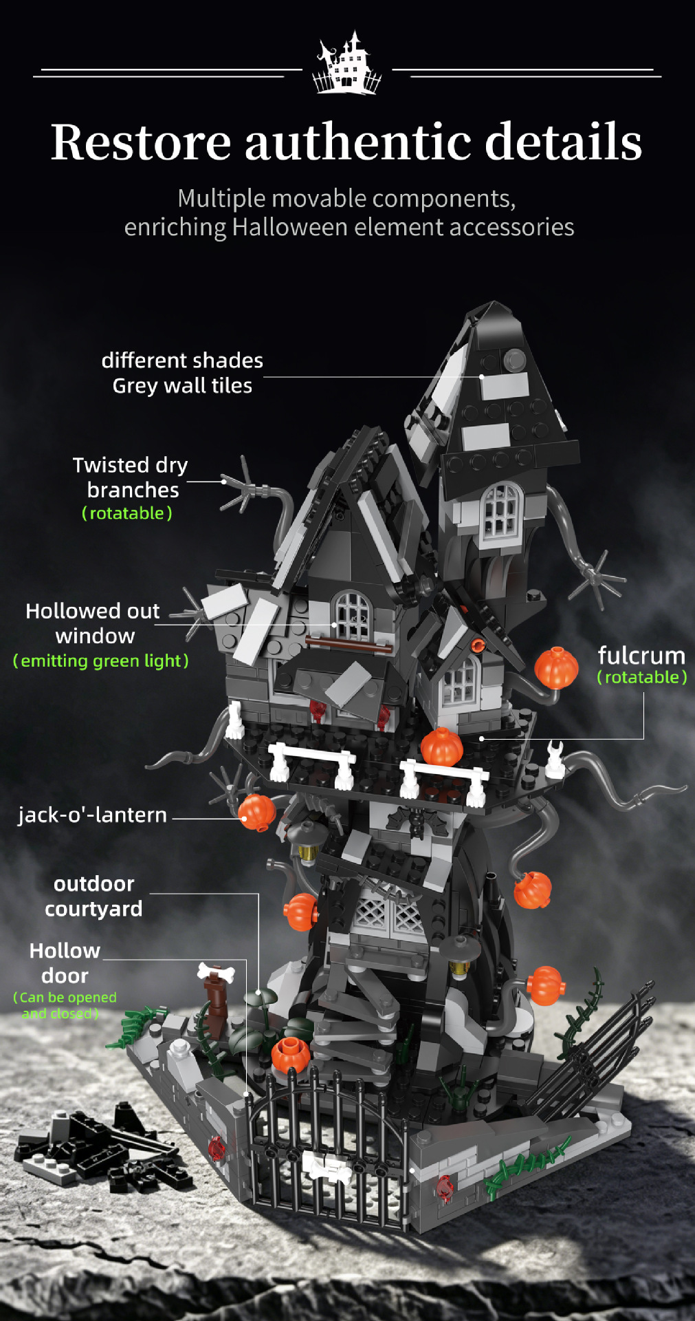 Halloween Pumpkin Haunted House Building Blocks