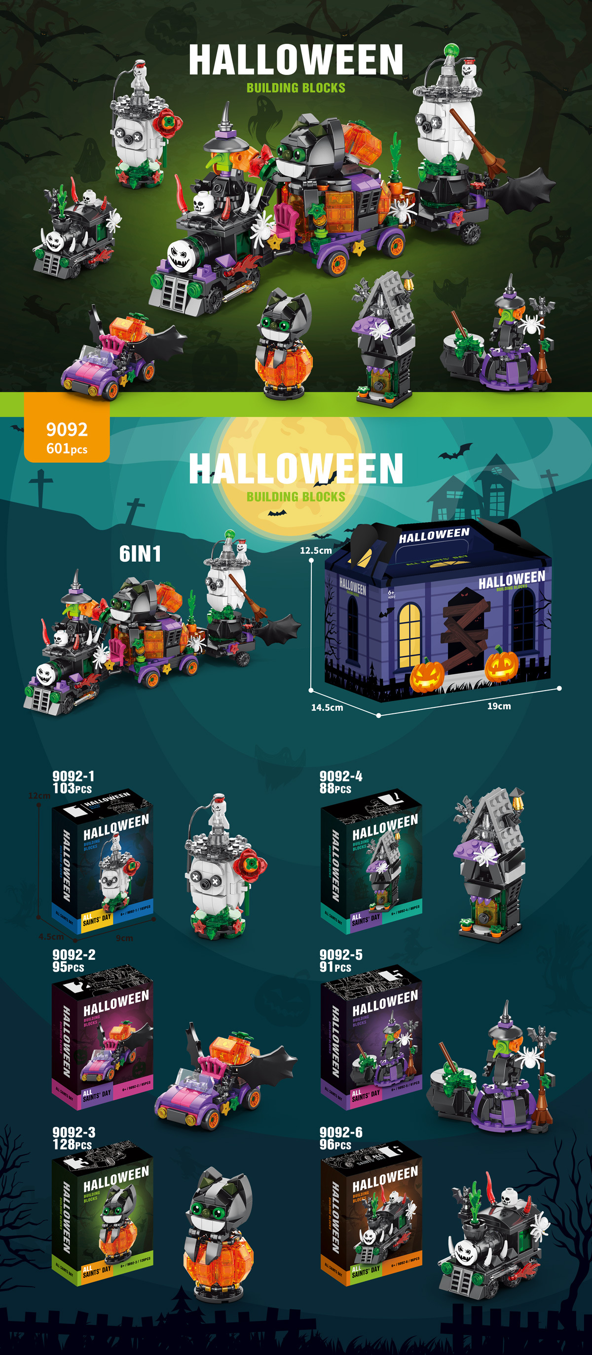Halloween Themed Building Blocks Set