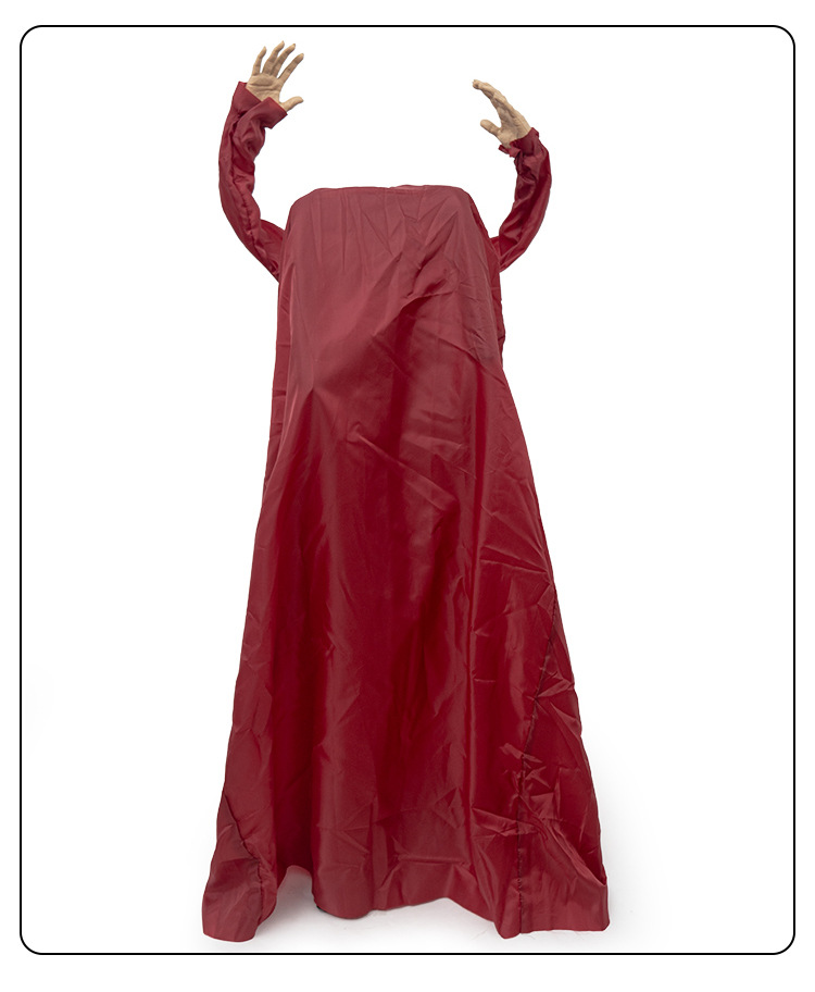 Red-Clothed Female Ghost Halloween Prop with Sound and Motion Activation
