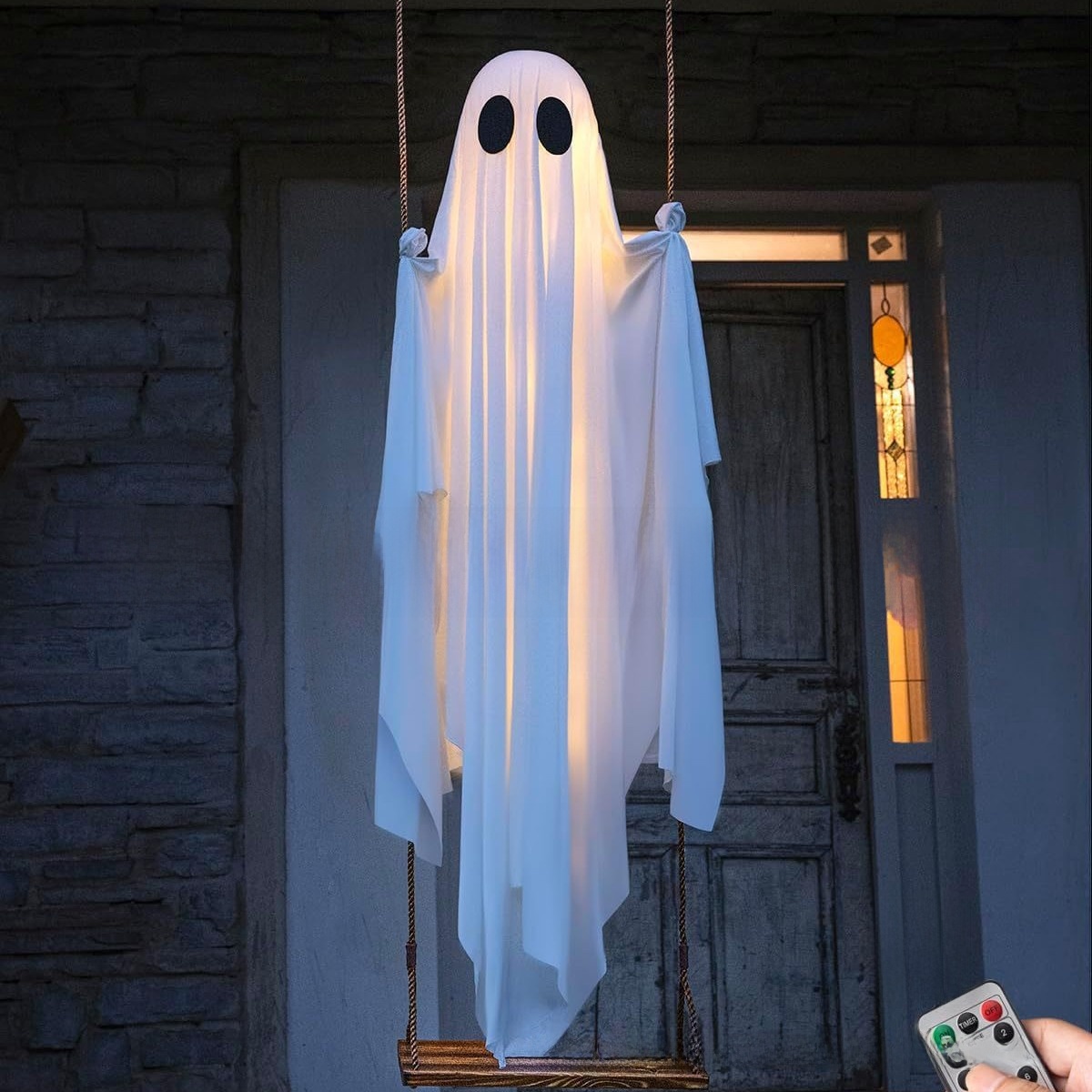 Glowing Swing Ghost Halloween Ornament
