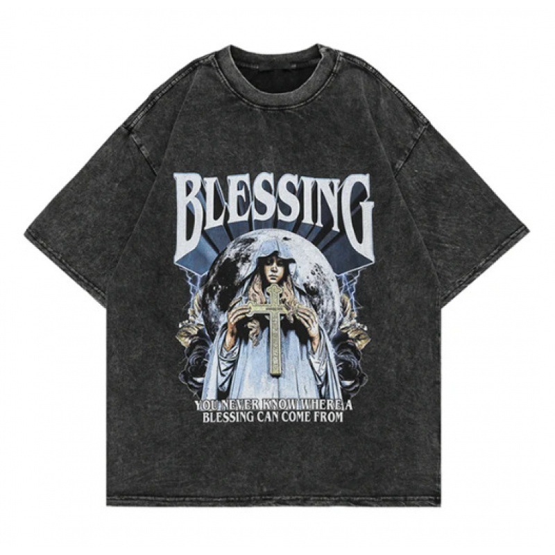 Gothic wing print men's mesh t-shirt