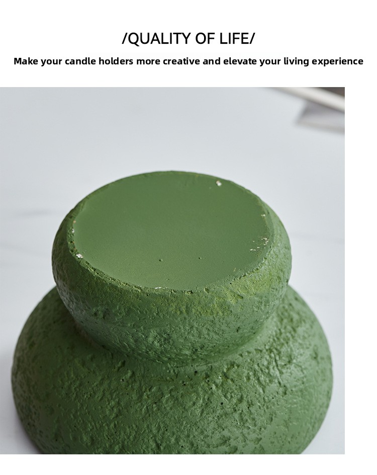 Decorative Cement Candle Cup with Volcanic Stone Base detail image 11