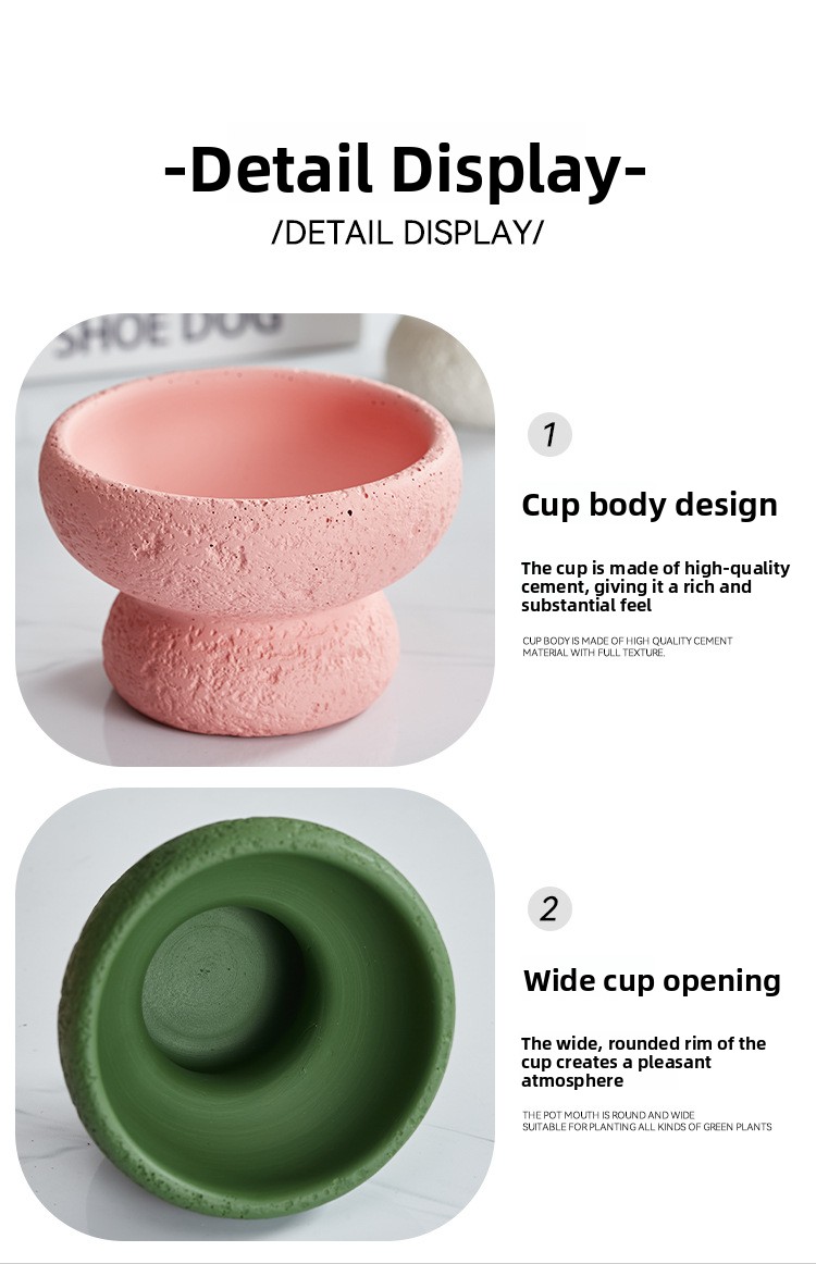 Decorative Cement Candle Cup with Volcanic Stone Base detail image 9