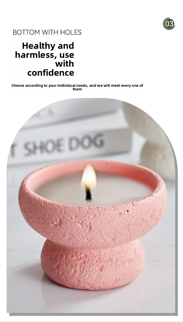 Decorative Cement Candle Cup with Volcanic Stone Base detail image 5
