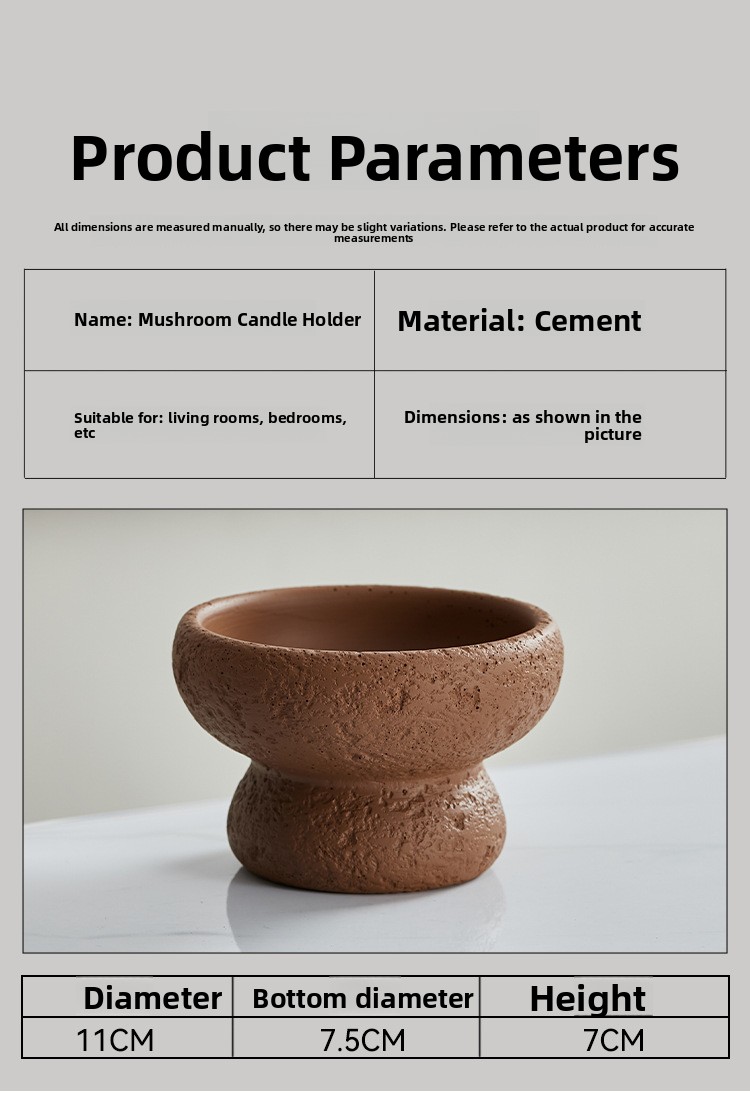 Decorative Cement Candle Cup with Volcanic Stone Base detail image 10