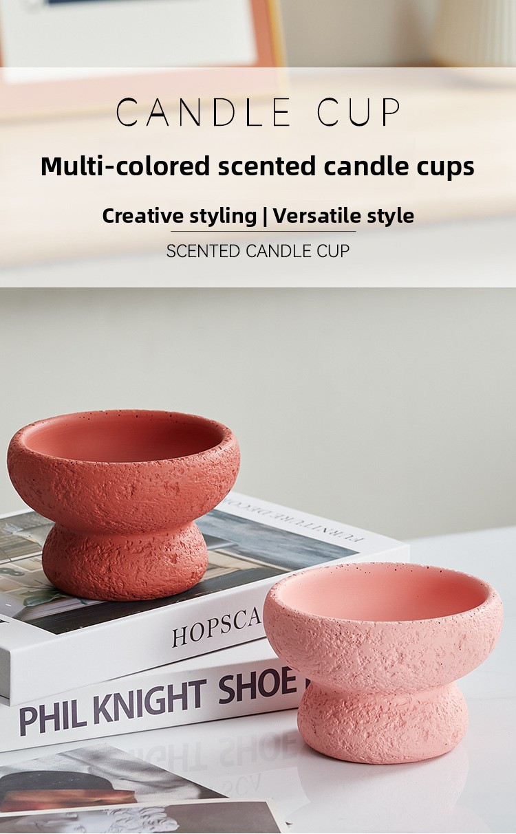Decorative Cement Candle Cup with Volcanic Stone Base detail image 1