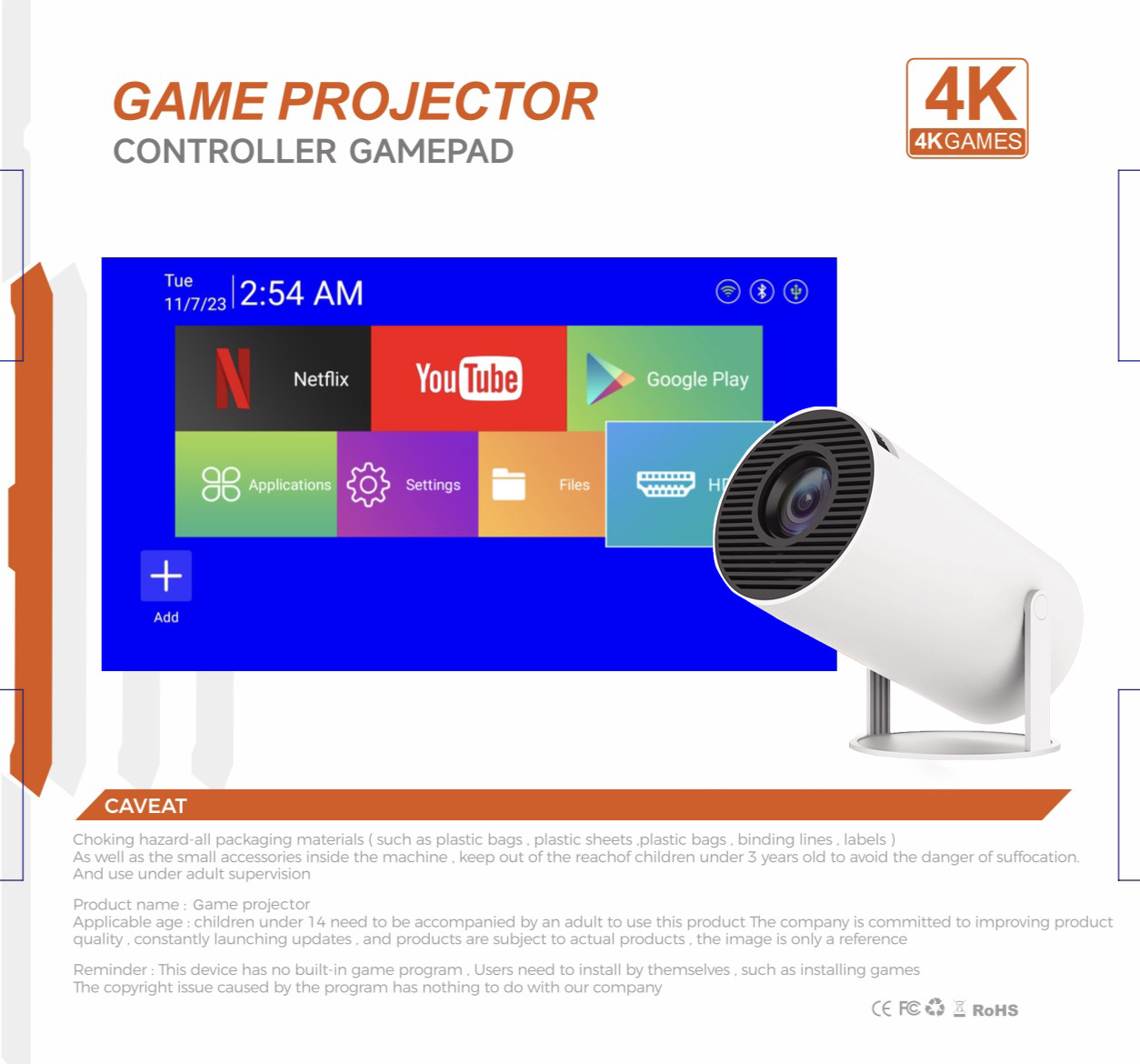 Ultra HD 4K Smart Home Projector