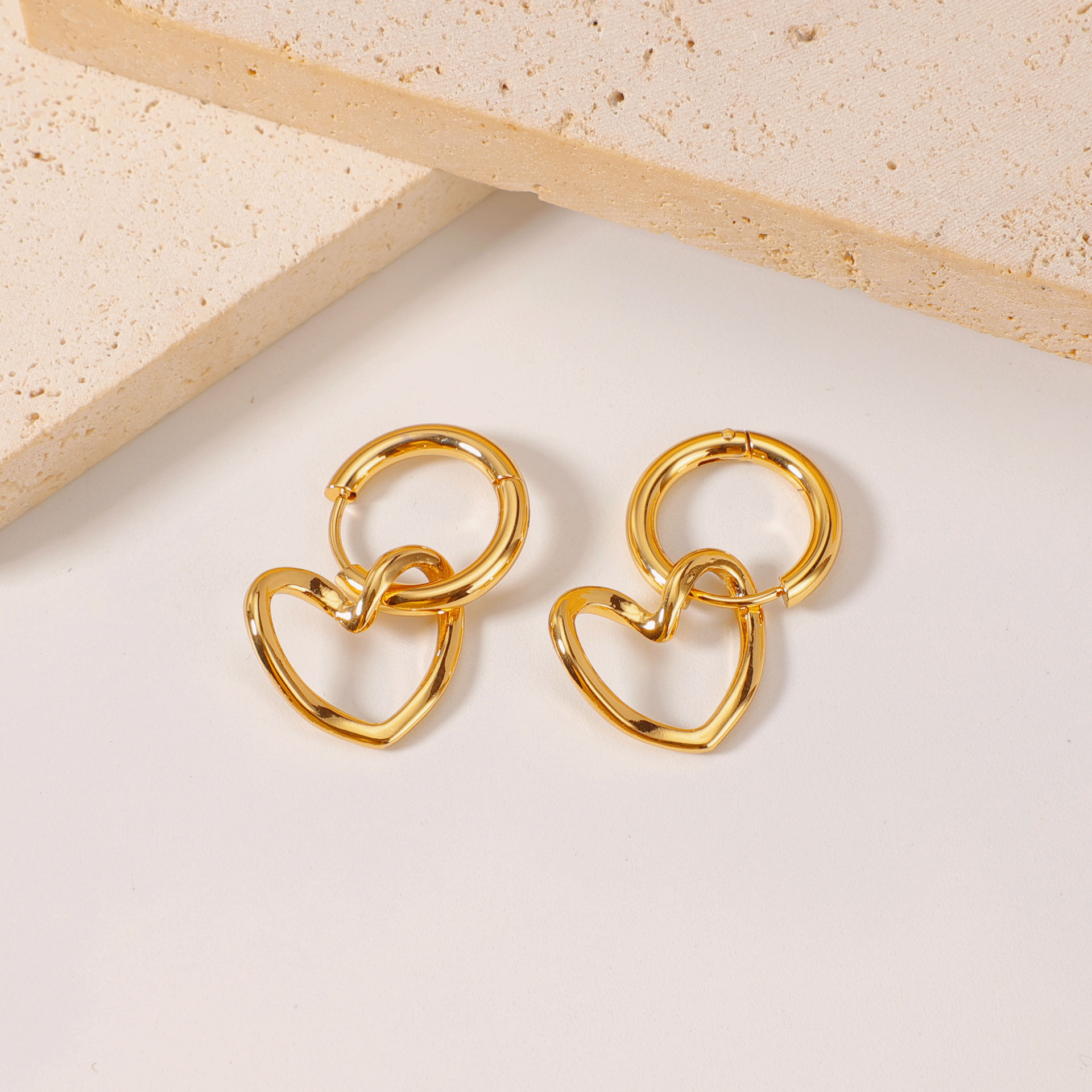 Heart-Shaped Stainless Steel Earrings