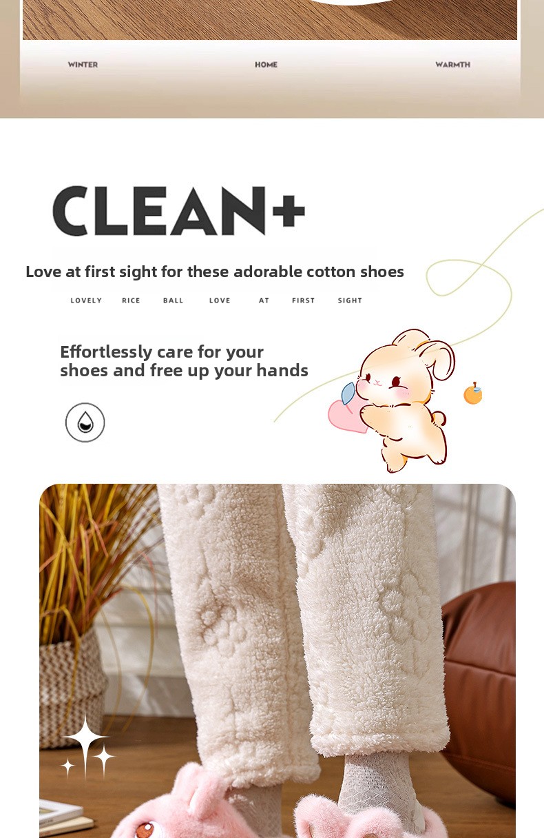Plush Fleece-Lined Indoor Slippers for Women