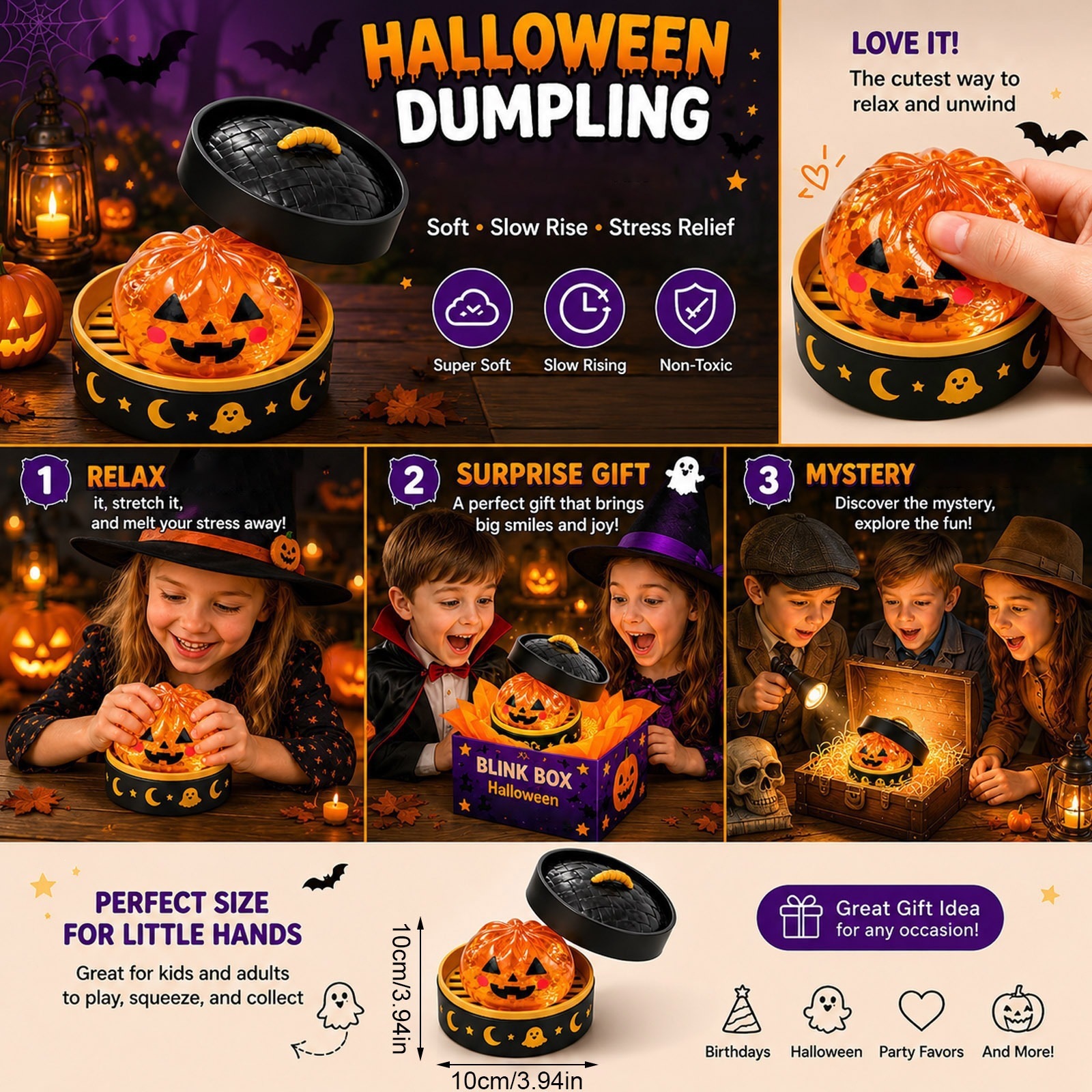 Halloween dumplings, scary buns, rebound stress-relieving toys