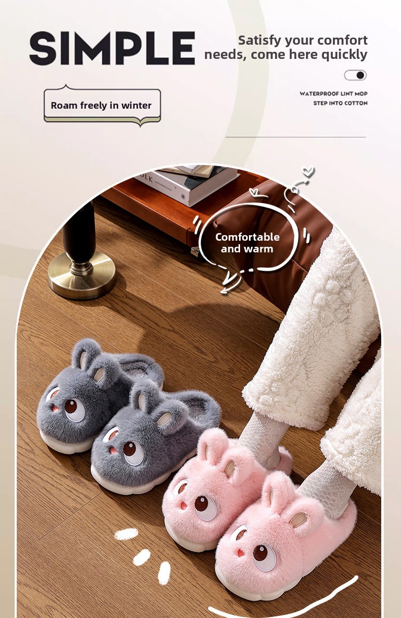 Plush Fleece-Lined Indoor Slippers for Women