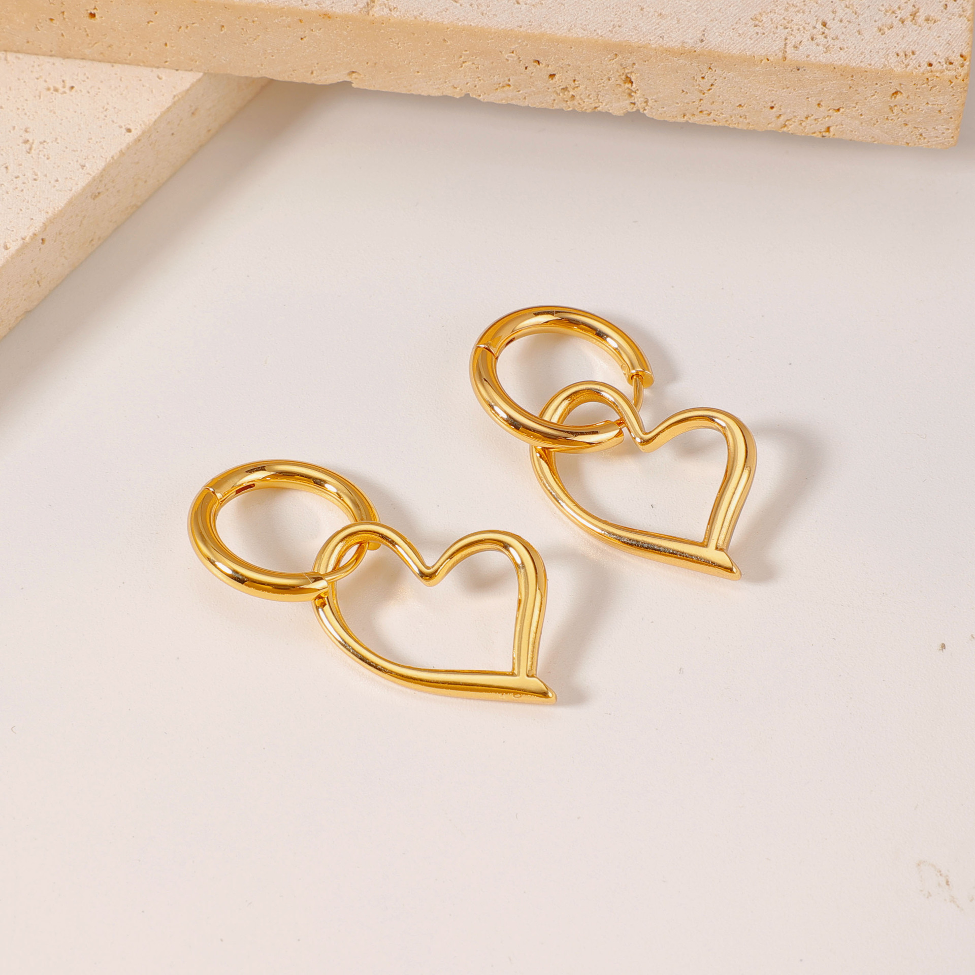 Heart-Shaped Stainless Steel Earrings
