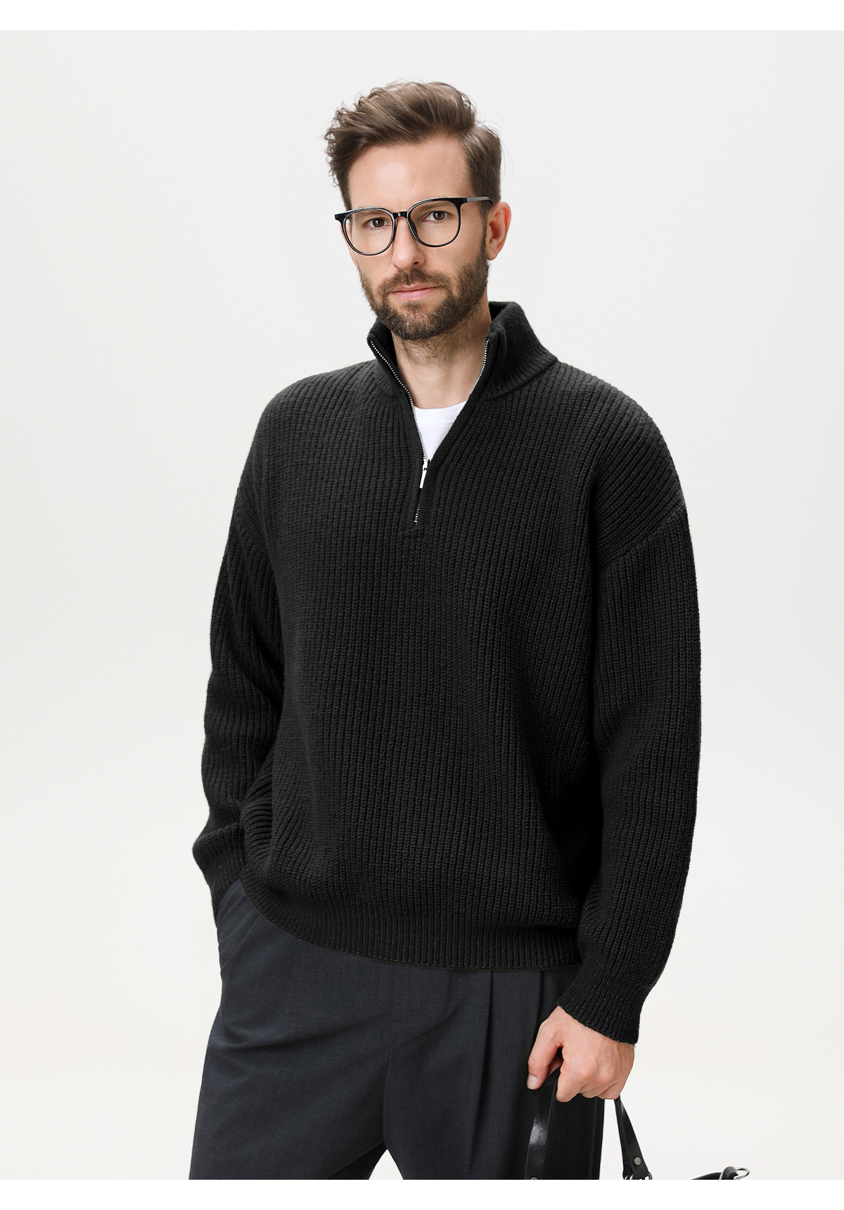 Mens Vertical Stripe Knit Sweater