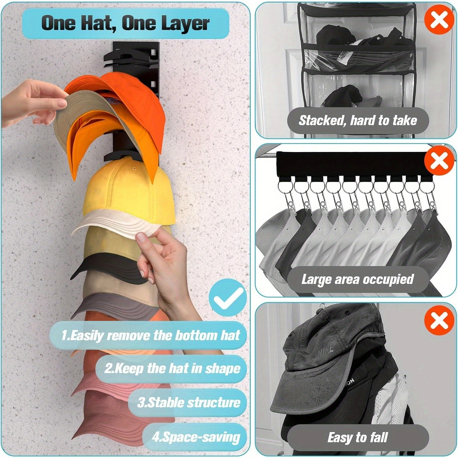 Wall-mounted storage hat rack
