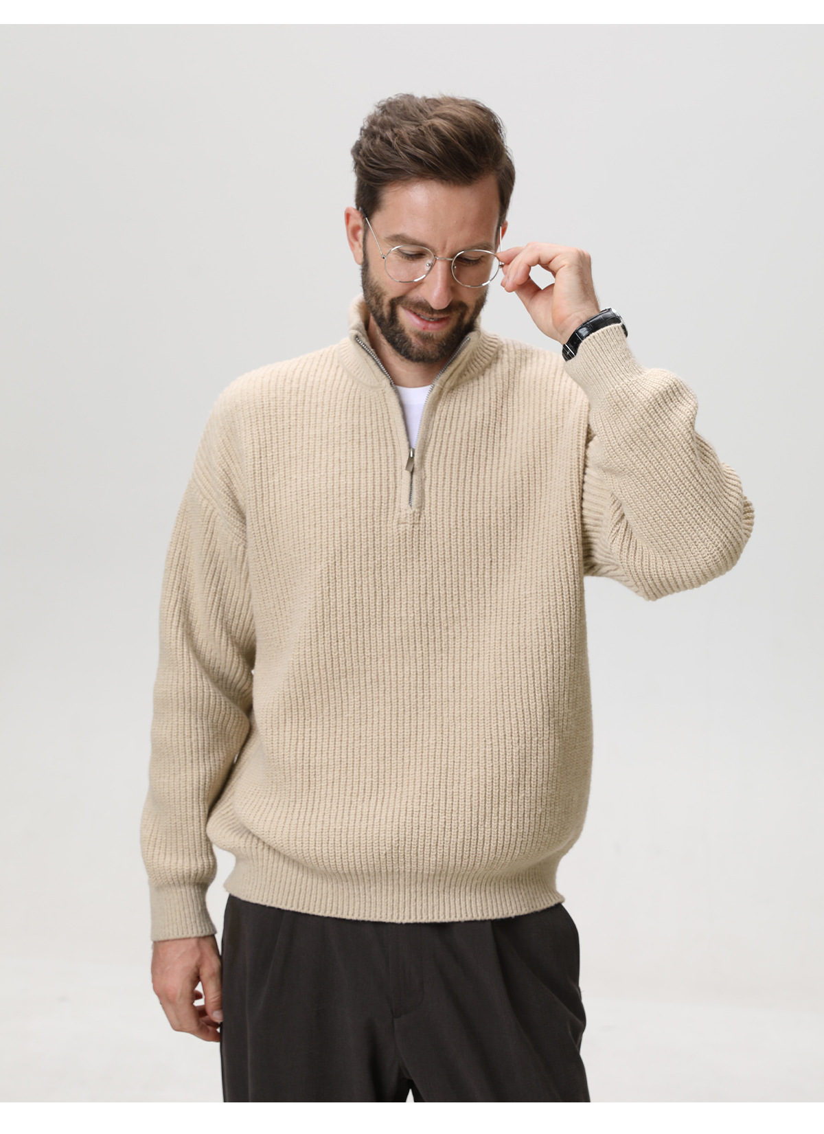 Mens Vertical Stripe Knit Sweater