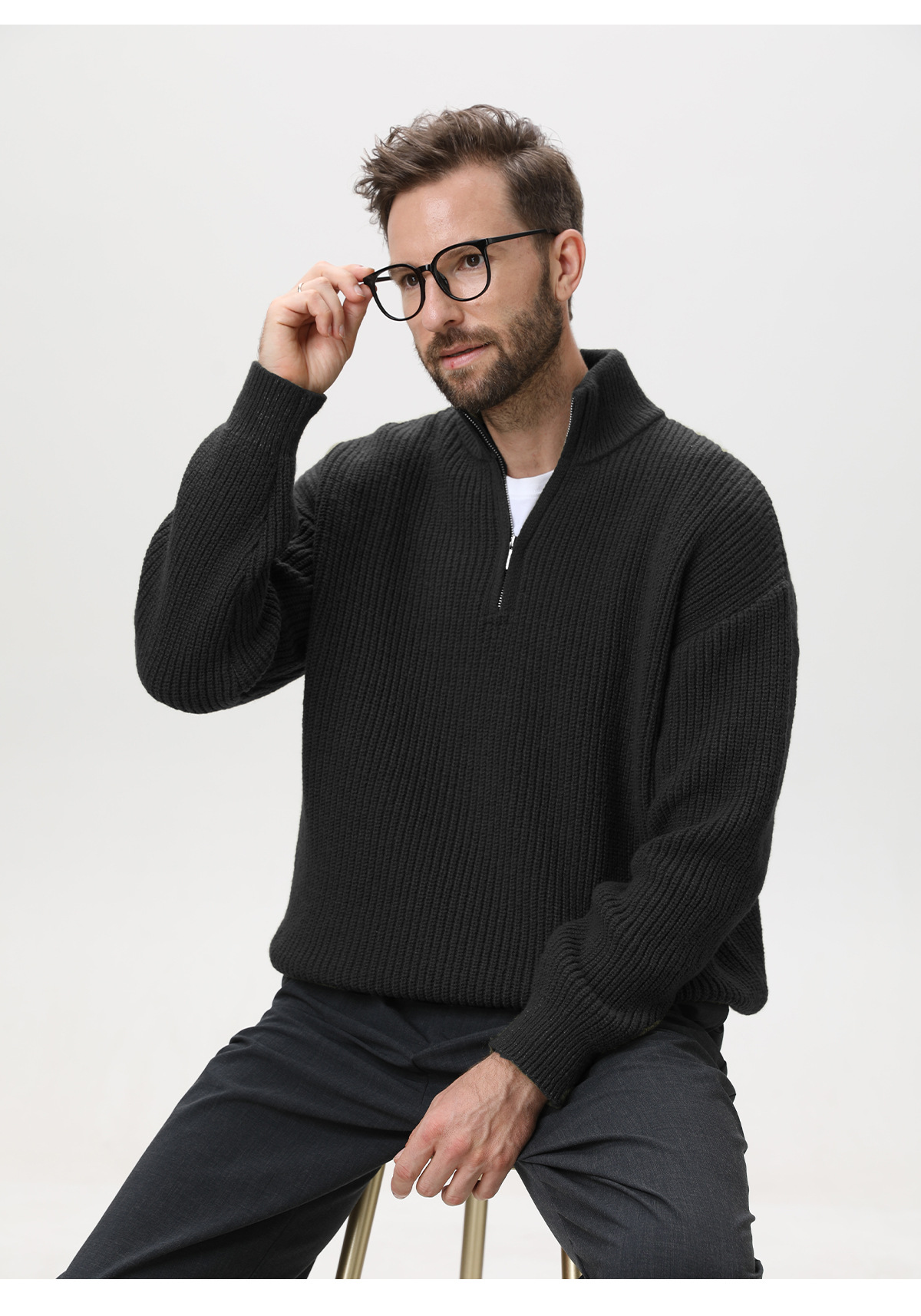 Mens Vertical Stripe Knit Sweater