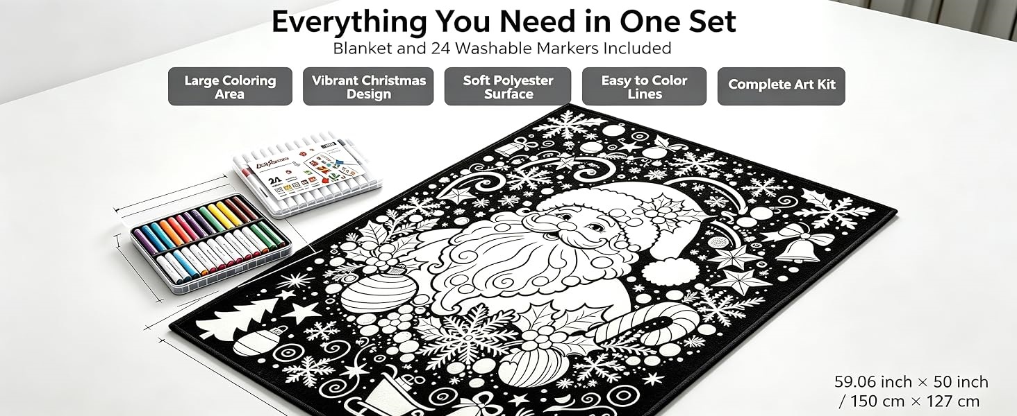 Christmas DIY Coloring Blanket with Markers