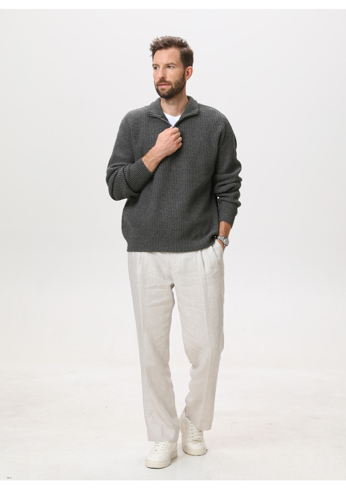 Mens Vertical Stripe Knit Sweater