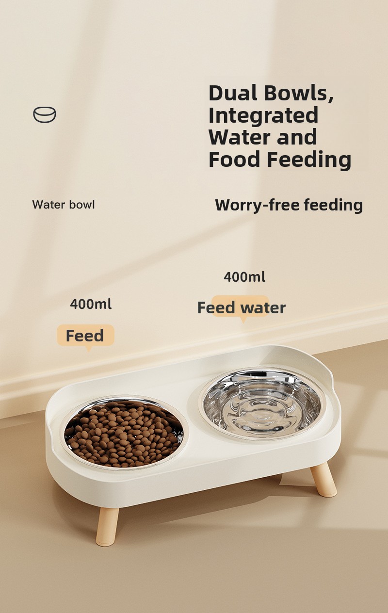 Anti-Spill Double Pet Bowl with Cervical Support