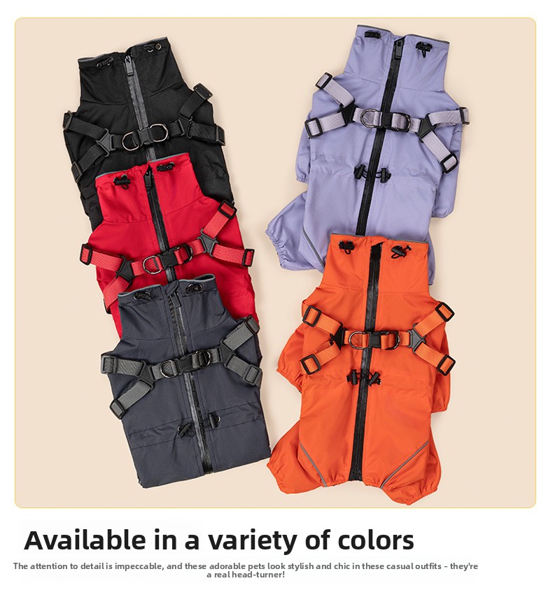 Four-Legged Winter Pet Coat with Integrated Leash Attachment — QIUOLA | qiuola.com