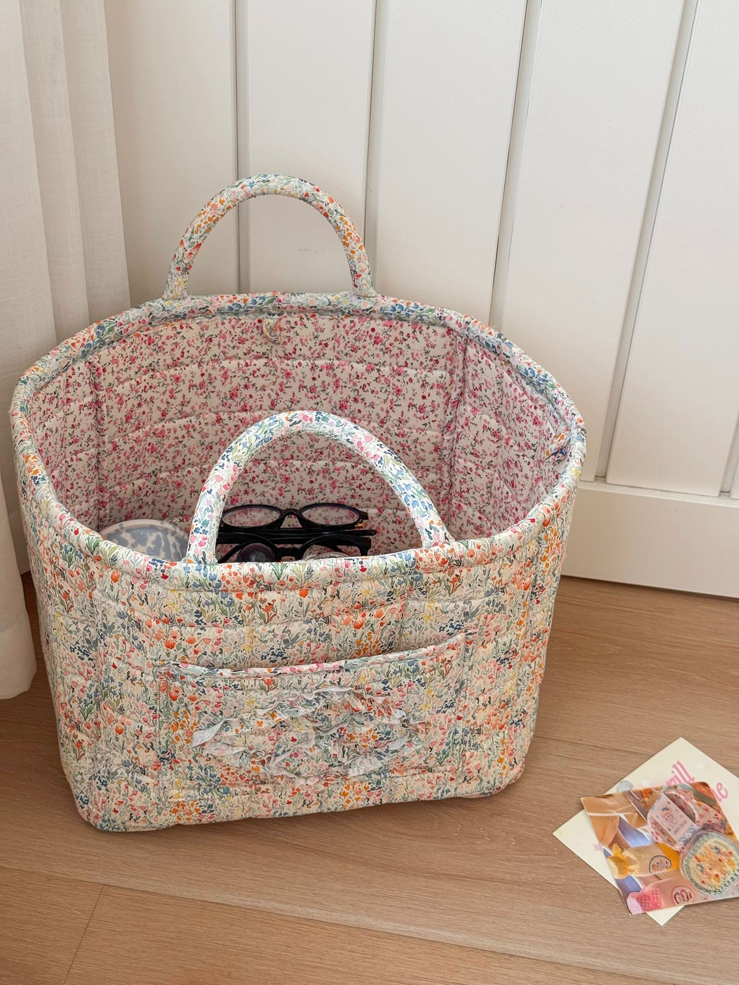 Floral Dirty Clothes Basket
