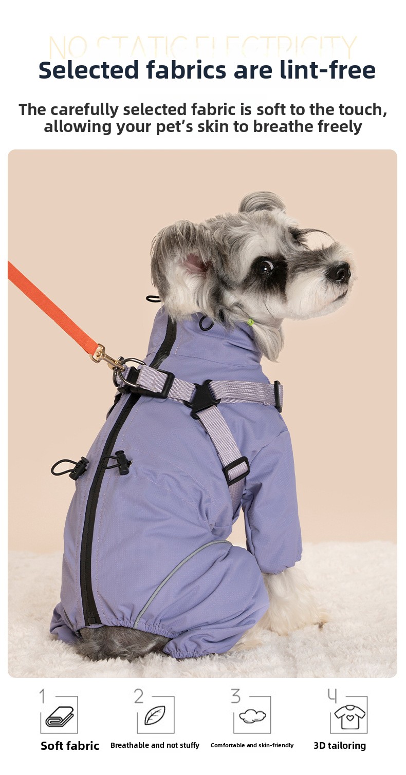 Four-Legged Winter Pet Coat with Integrated Leash Attachment — QIUOLA | qiuola.com