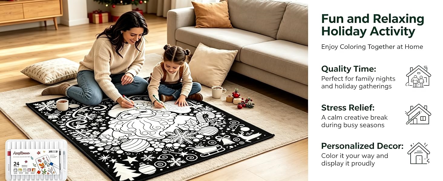Christmas DIY Coloring Blanket with Markers