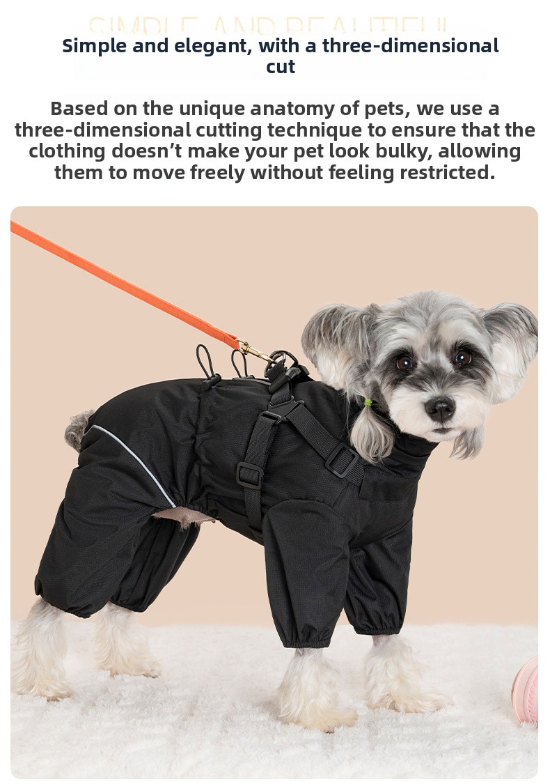 Four-Legged Winter Pet Coat with Integrated Leash Attachment — QIUOLA | qiuola.com