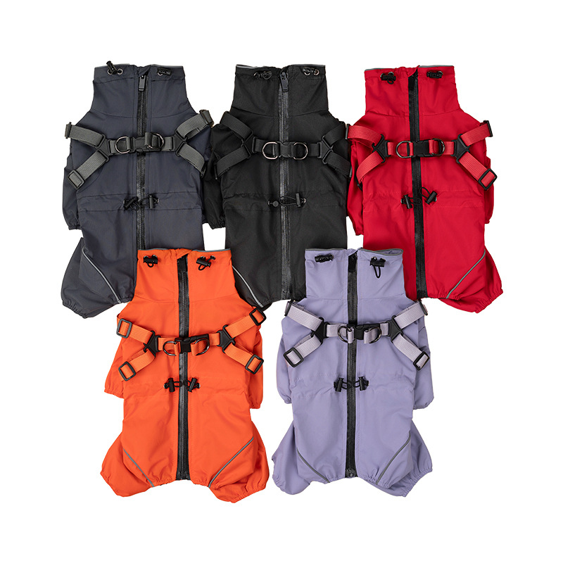 Four-Legged Winter Pet Coat with Integrated Leash Attachment — QIUOLA | qiuola.com
