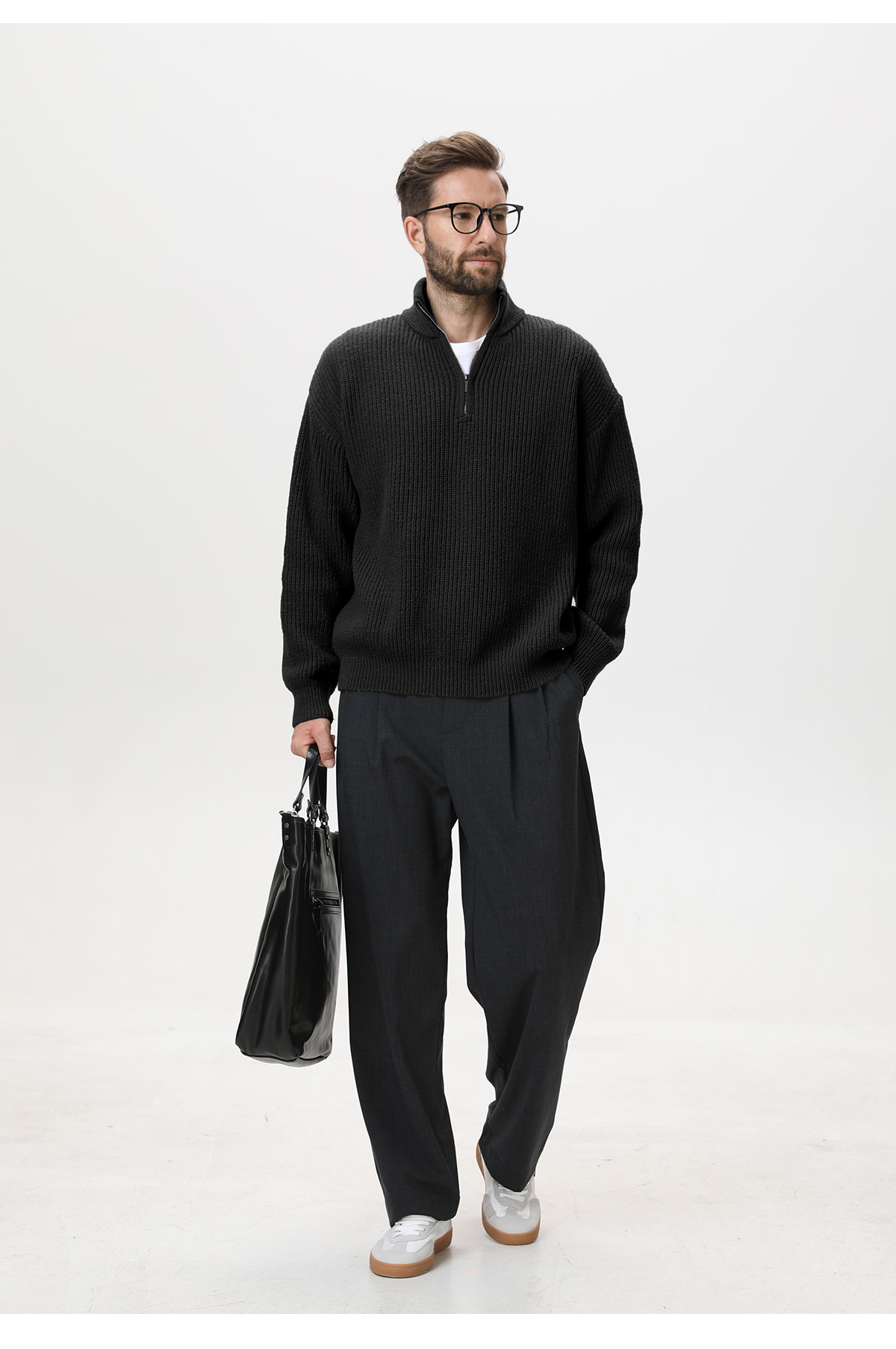 Mens Vertical Stripe Knit Sweater