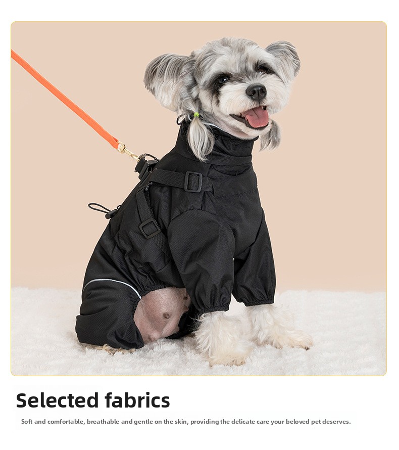 Four-Legged Winter Pet Coat with Integrated Leash Attachment — QIUOLA | qiuola.com