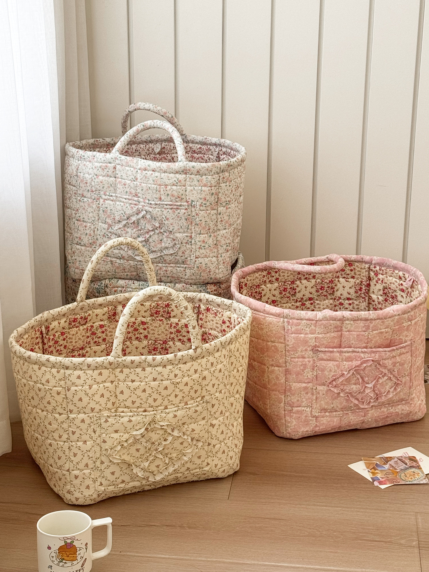 Floral Dirty Clothes Basket