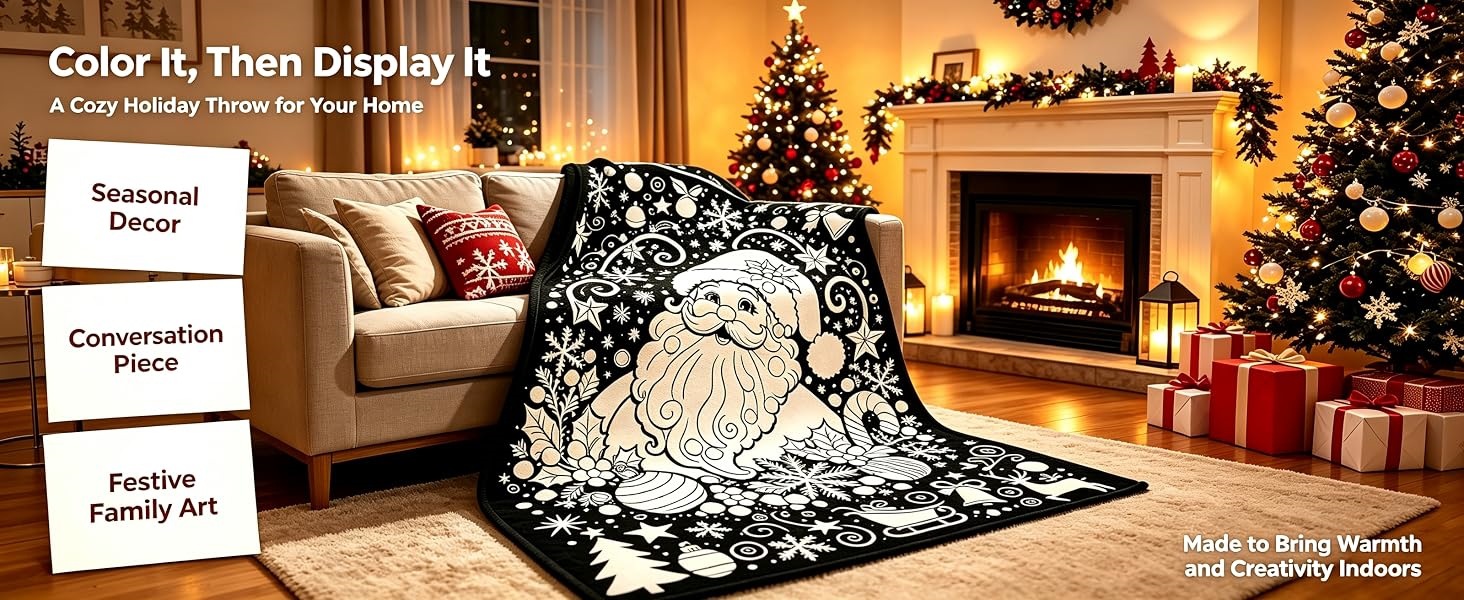 Christmas DIY Coloring Blanket with Markers