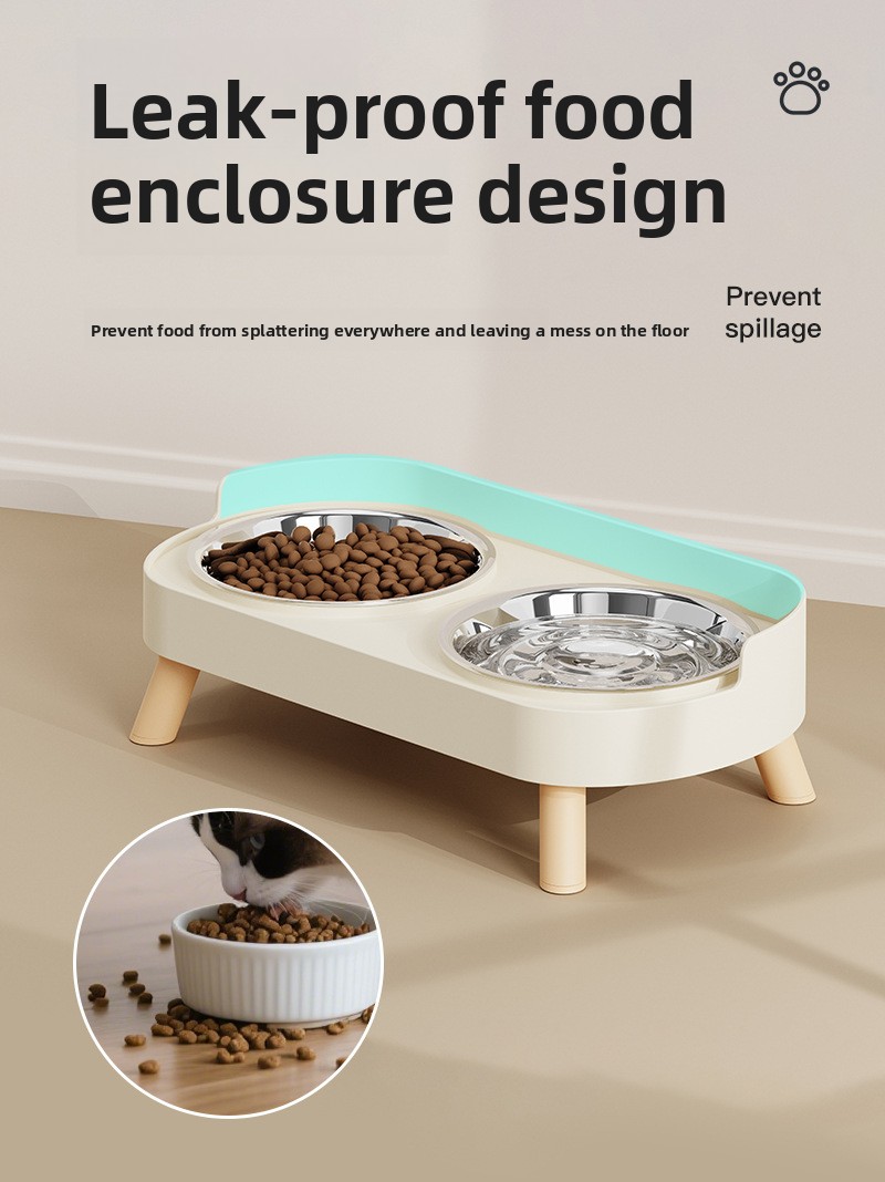 Anti-Spill Double Pet Bowl with Cervical Support