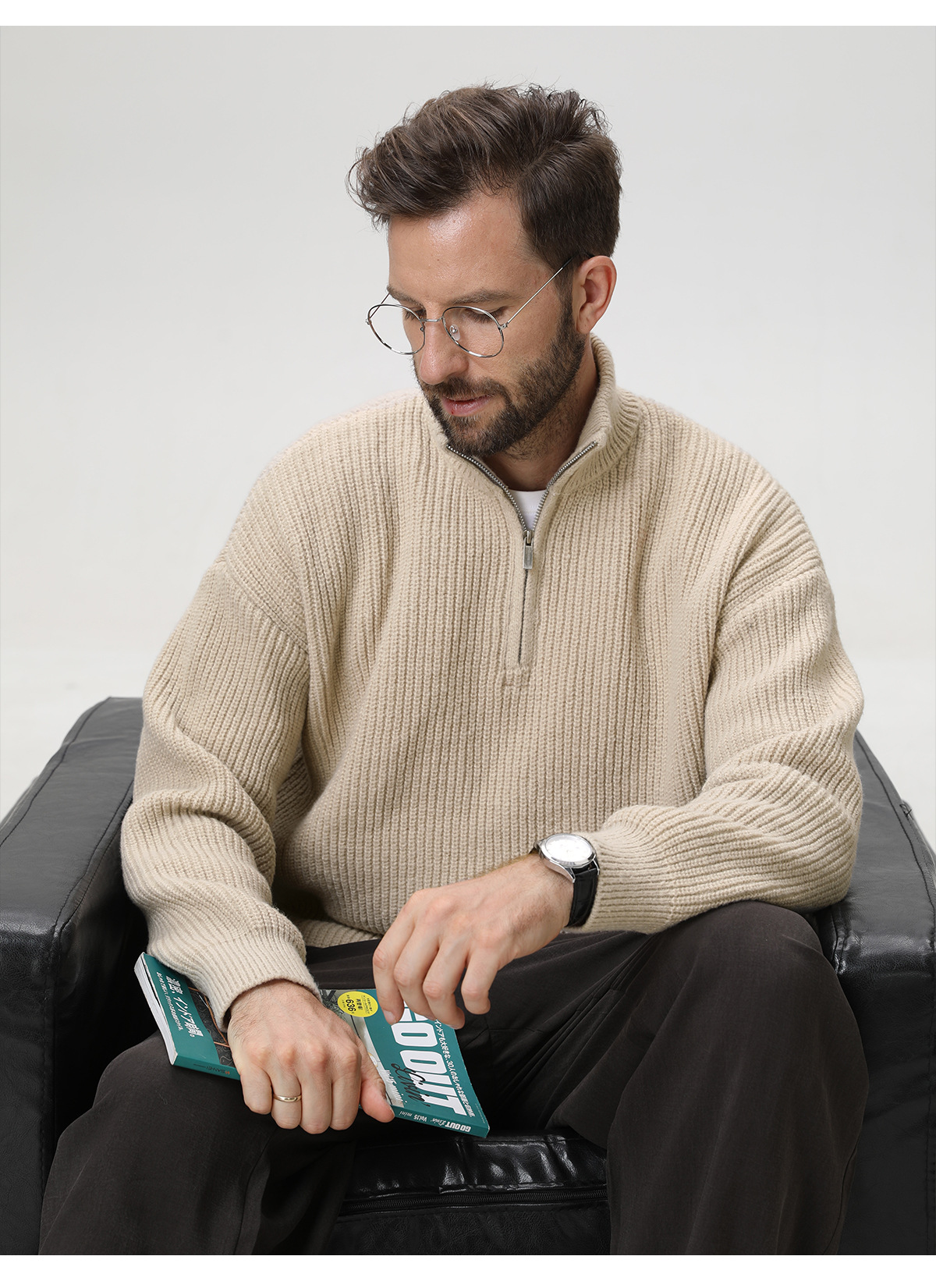 Mens Vertical Stripe Knit Sweater