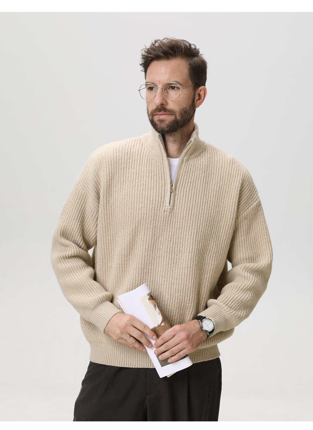 Mens Vertical Stripe Knit Sweater