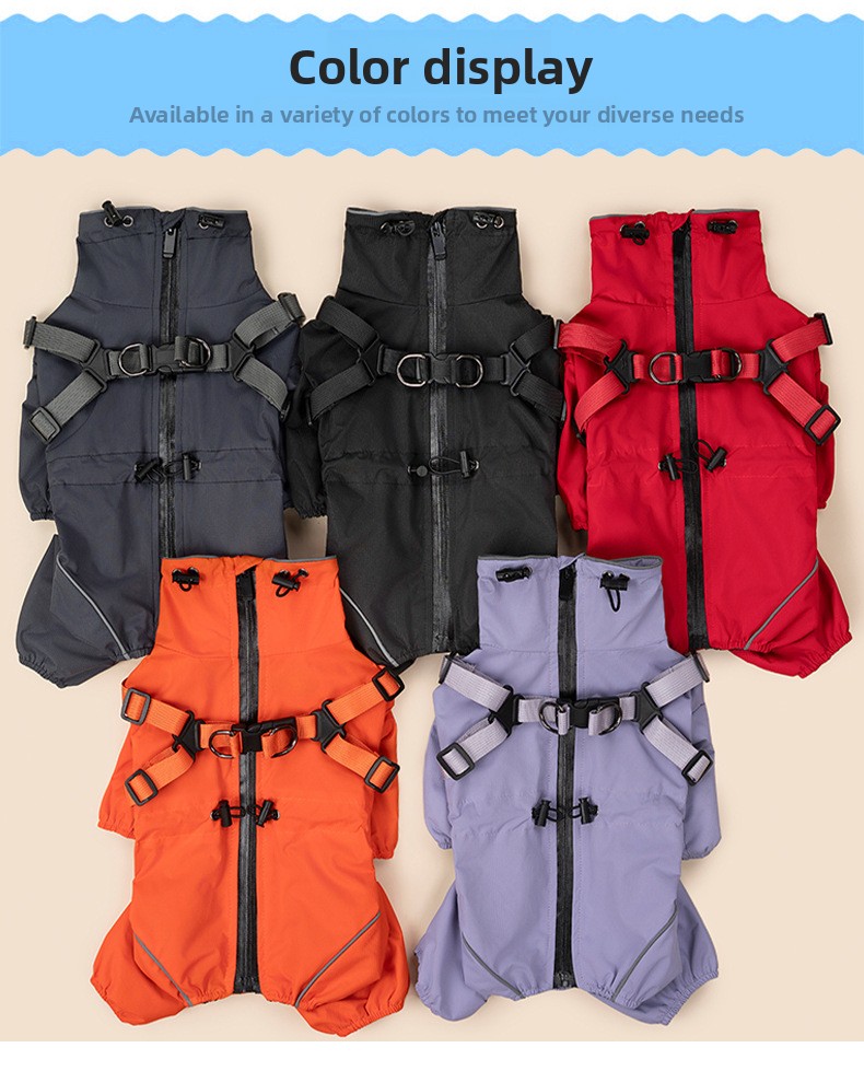 Four-Legged Winter Pet Coat with Integrated Leash Attachment — QIUOLA | qiuola.com