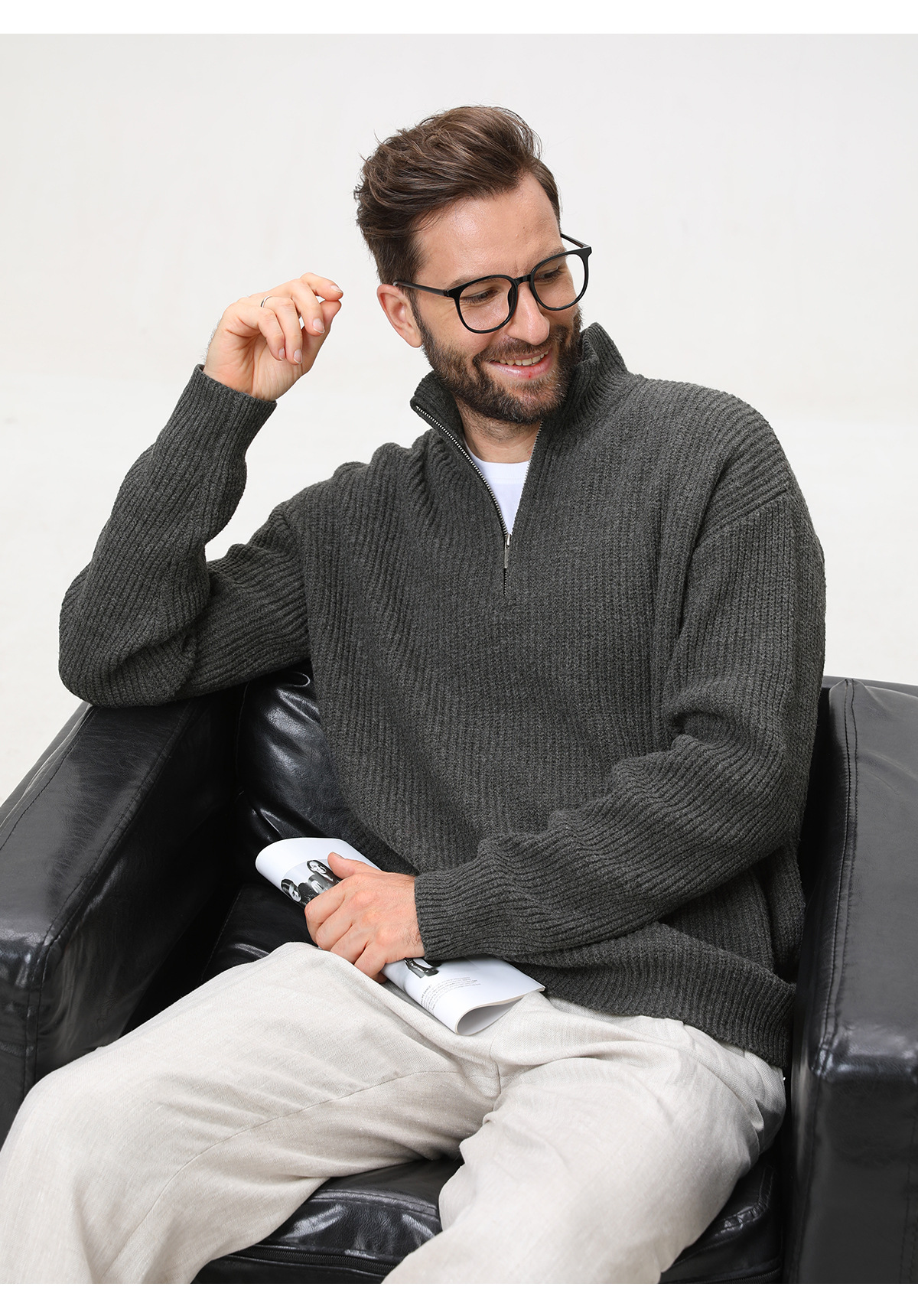 Mens Vertical Stripe Knit Sweater