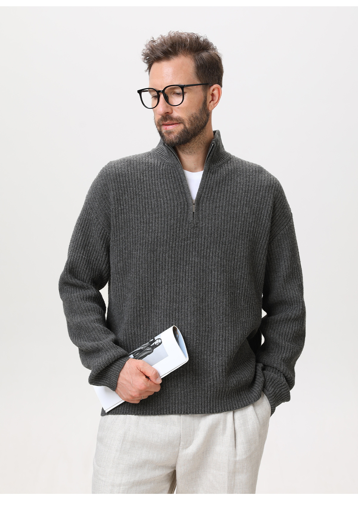 Mens Vertical Stripe Knit Sweater