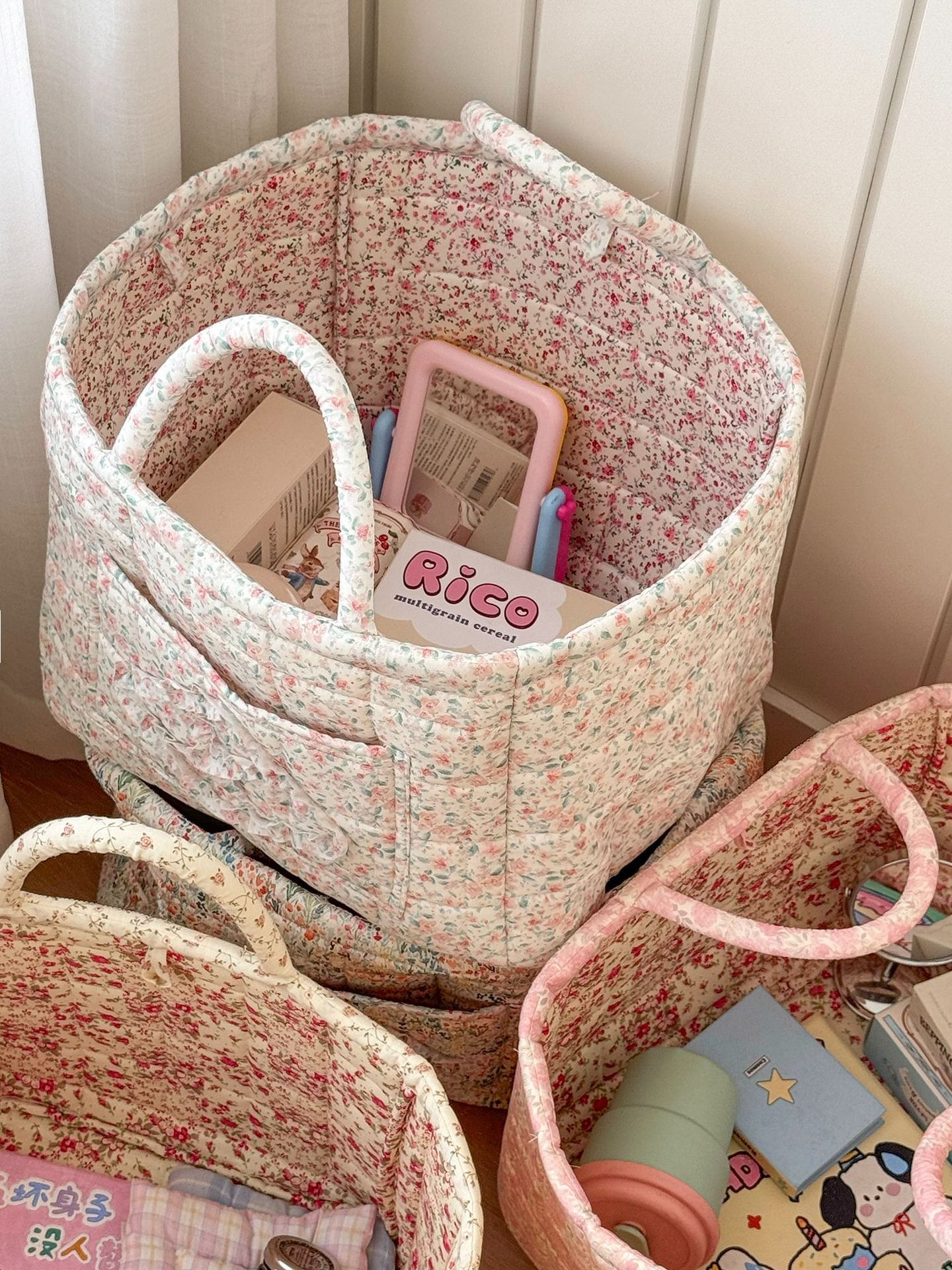 Floral Dirty Clothes Basket