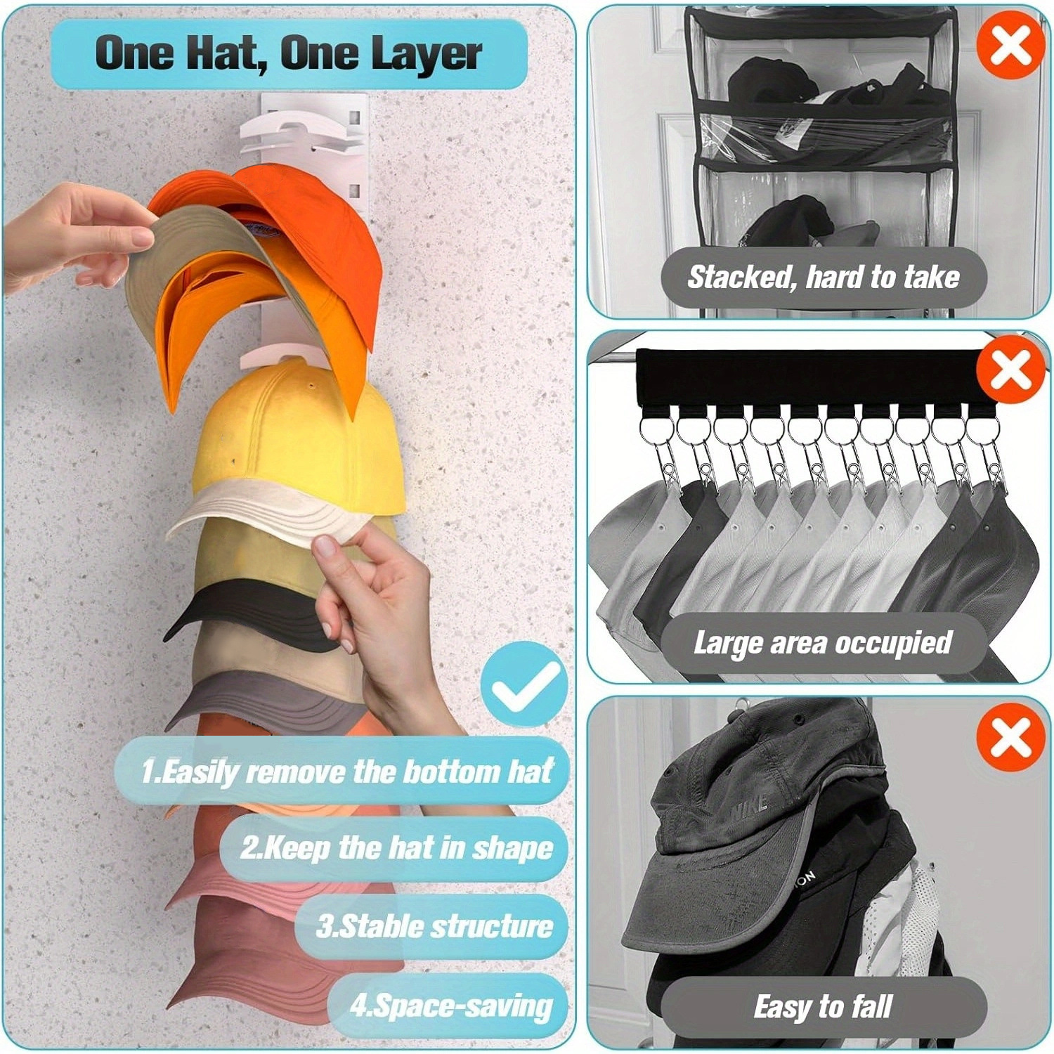 Wall-mounted storage hat rack