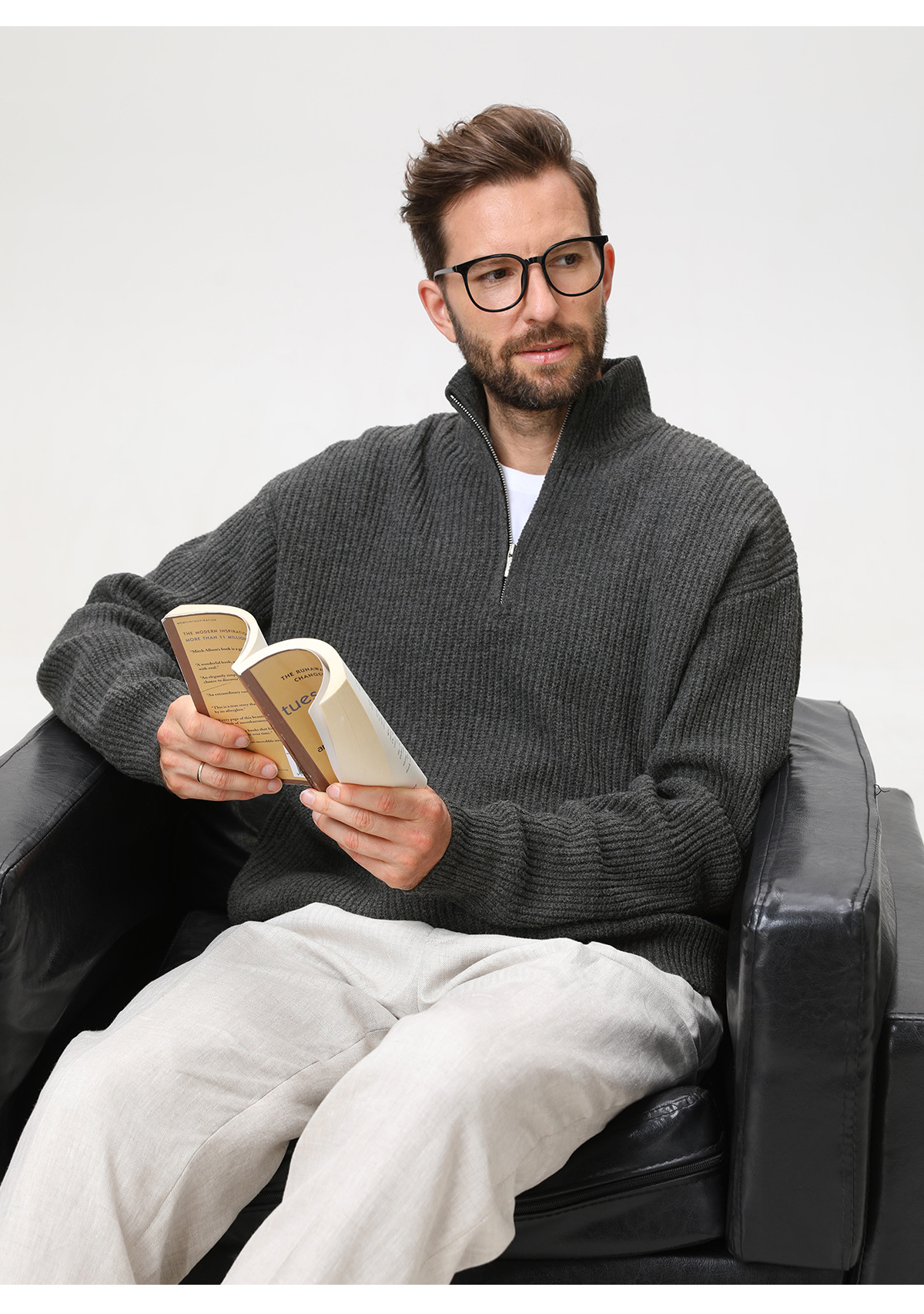 Mens Vertical Stripe Knit Sweater