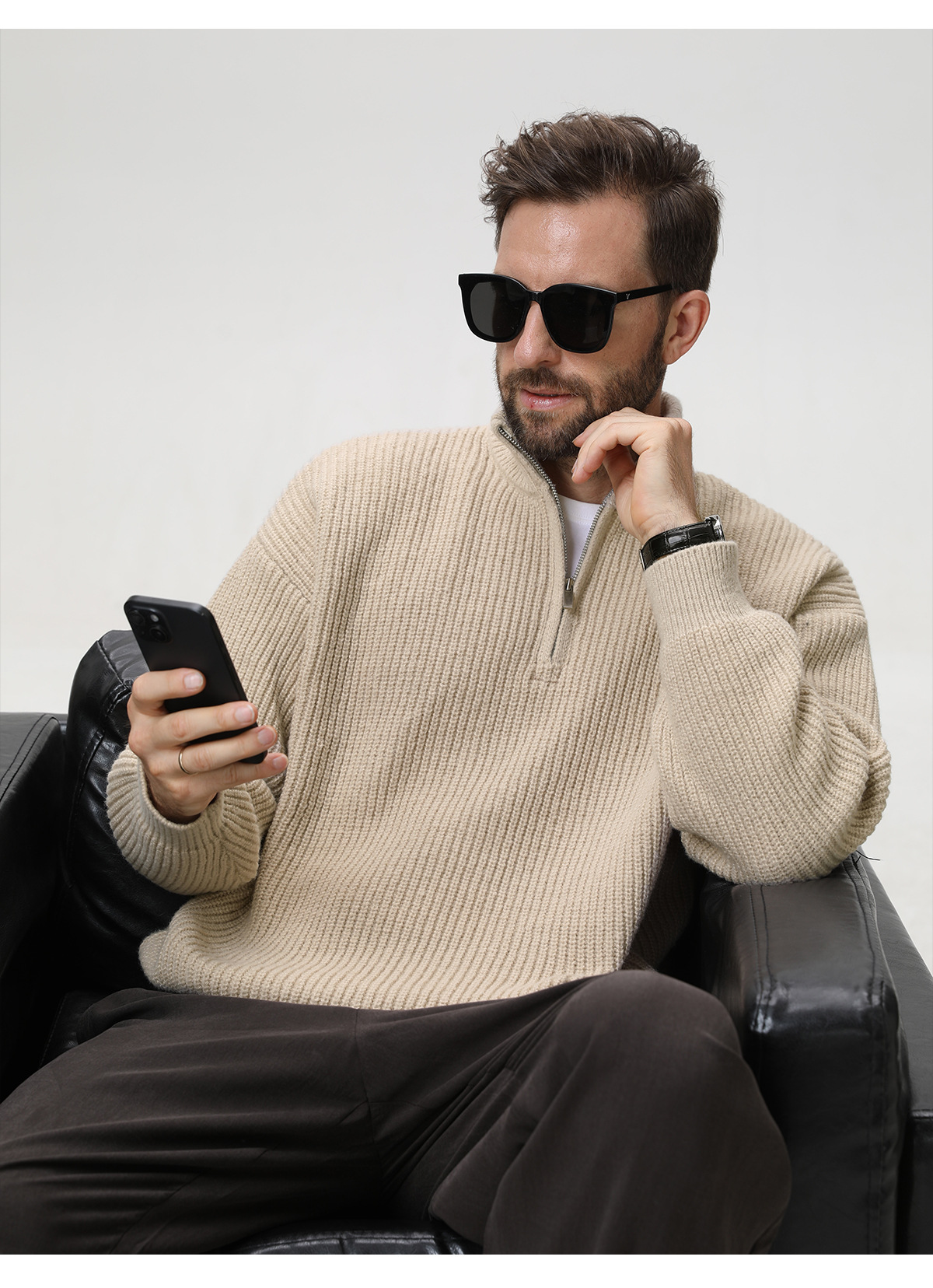 Mens Vertical Stripe Knit Sweater
