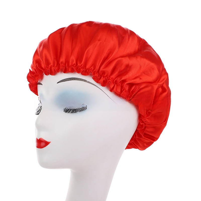 Womens Satin Nightcap Shower Cap Hair Care Cap Adjustable Dome Hat