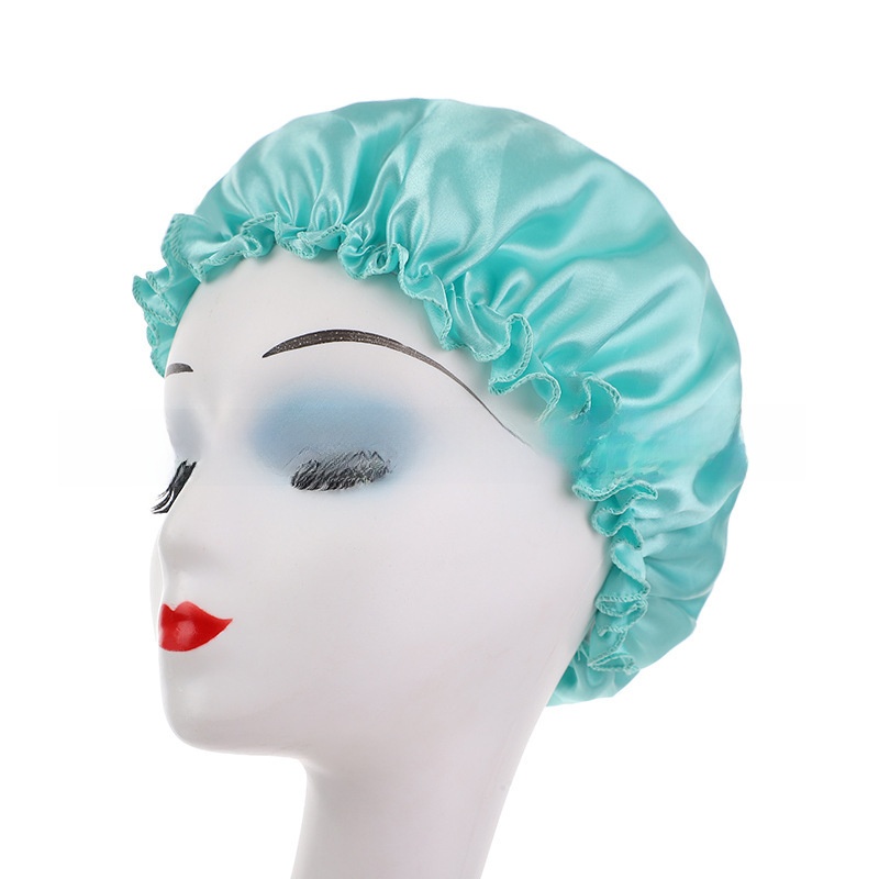 Womens Satin Nightcap Shower Cap Hair Care Cap Adjustable Dome Hat